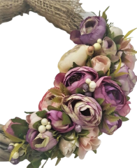 Fonott koszorú O 20cm ranunculus lila