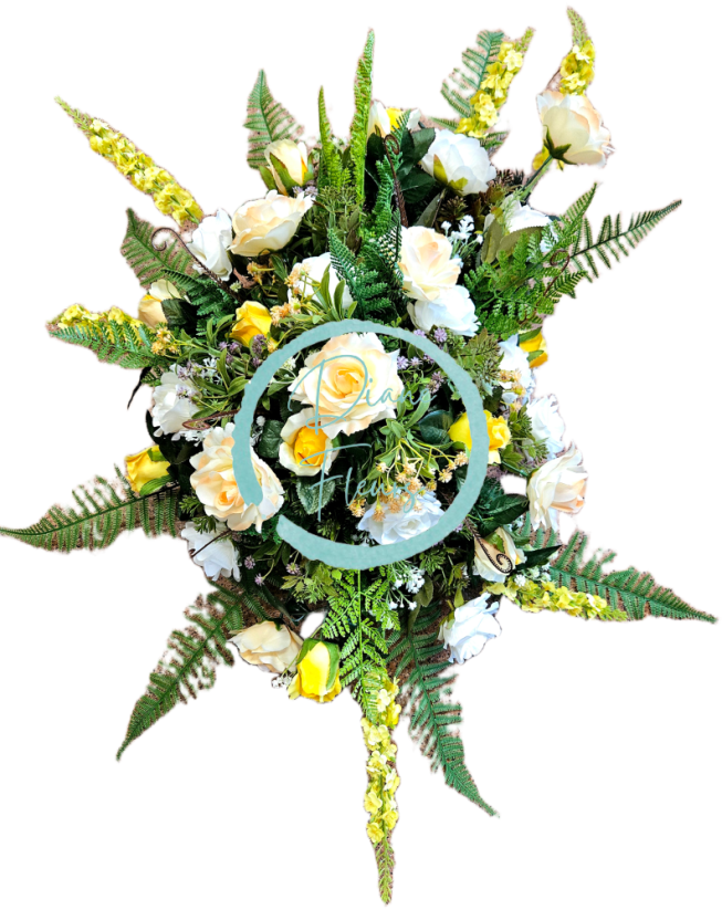 Exclusive Duża kompozycja sztuczne róże, paproć i dodatki 110cm x 85cm