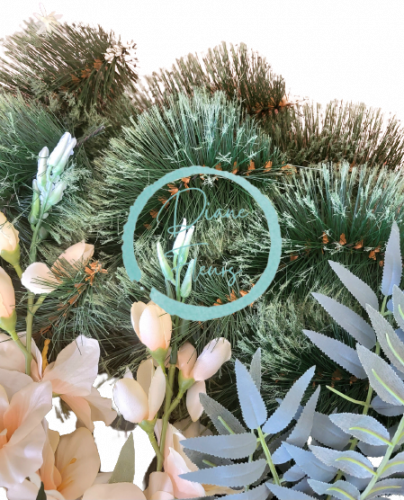 Luxury Artificial Pine Wreath Exclusive Roses, Peonies, Gladiolus and Accessories 70cm x 80cm