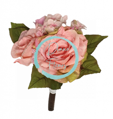 Buchet de trandafiri & hortensii Roz 10,2 inches (26cm) flori artificiale
