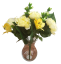 Peonia Pivonka & Alstroméria kytica krémová & žltá 38cm umelá
