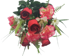 Trandafiri & Alstroemeria & Garoafe x18 Buchet rosu 50cm flori artificiale