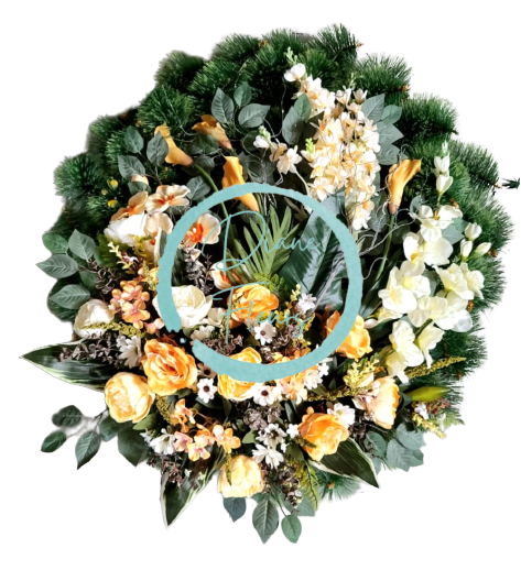 Luxury Artificial Pine Wreath Exclusive Peonies, Calla Lilies, Roses, Gladiolus and Accessories Ø 95cm