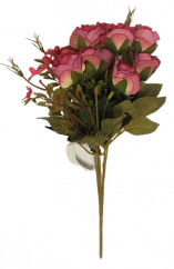 Buket ruža "10" taman. ružičasta 32cm umjetna