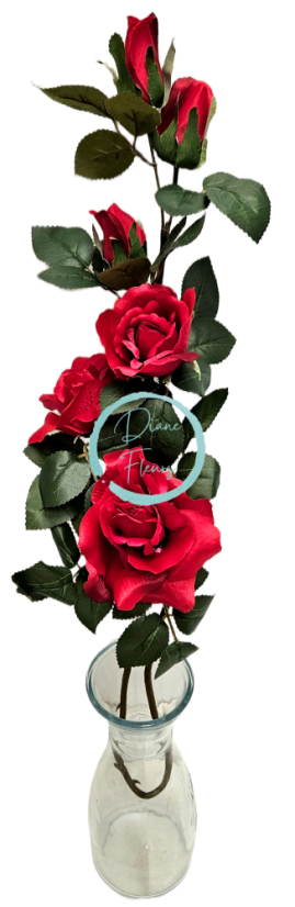 Ruža kytica vetva x6 88cm umelá červená