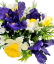 Artificial Narcissus, Iris bouquet 44cm Yellow, Purple, Cream