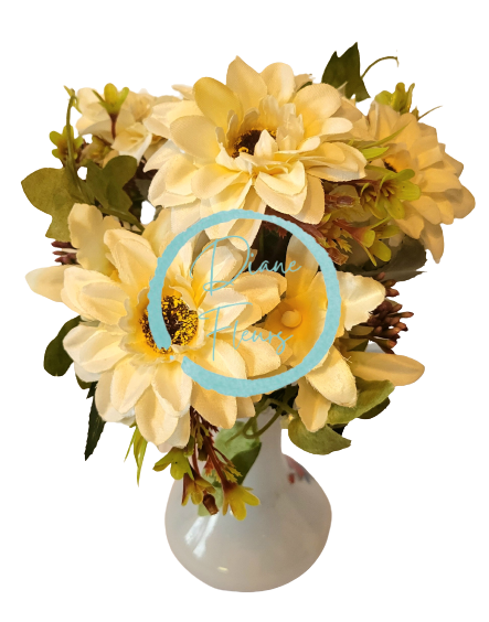 Buchet de Gerbera Daisy & Orhidee 33cm bej flori artificiale