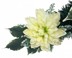 Coroana „Inimă” cu Dalii artificiali și accesorii 65cm x 70cm verde flori artificiale