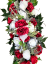 Smútočný veniec esíčko umelé ruže, gladioly, listy poinsettie a doplnky 150cm x 40cm