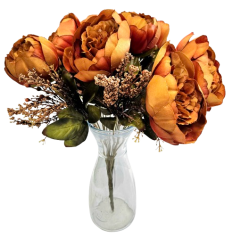 Exclusive Buchet de Bujori 38cm maro flori artificiale