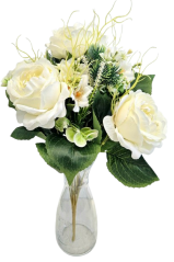 Künstliche Pfingstrosen & Zubehör strauß 48cm Creme