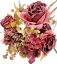 Изкуствен букет от рози, цинии и аксесоари 48 см бордо