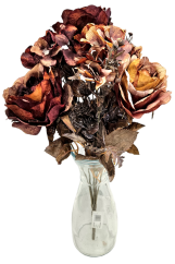 Букет от рози и хортензии 48 см изкуствени кафяви