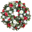 Smuteční věnec borovicový exclusive růže, clematis, chryzatémy, kopretiny a doplňky 80cm AS995