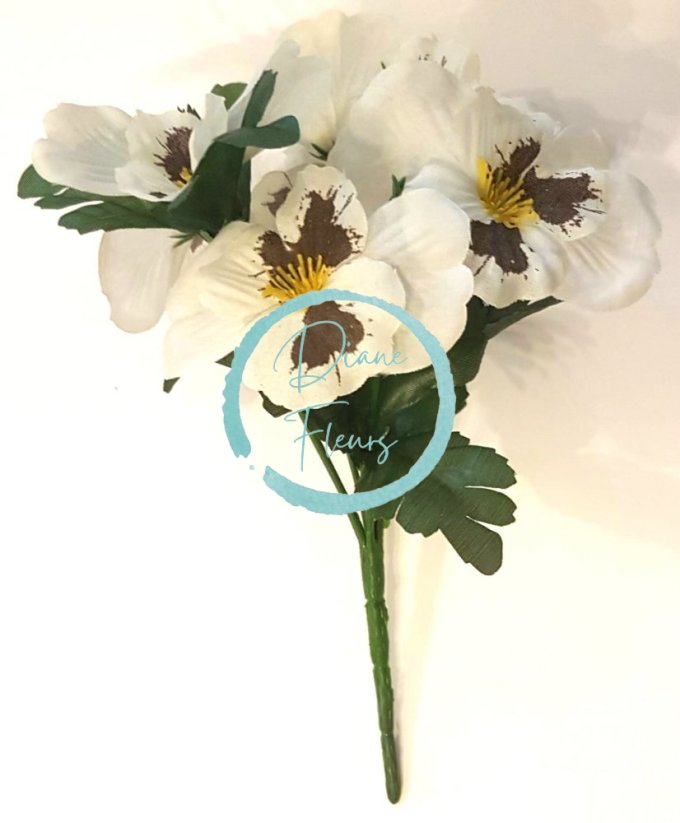 Árvácskák csokor fehér 22cm művirág