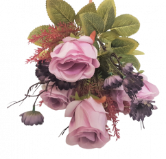 Buket ruža i tratinčica 45cm ljubičasta umjetna