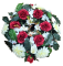 Künstlicher Tannenkranz dekoriert mit Rosen, Dahlien, Gerberen, Calla-Lilien und Accessoires 55cm