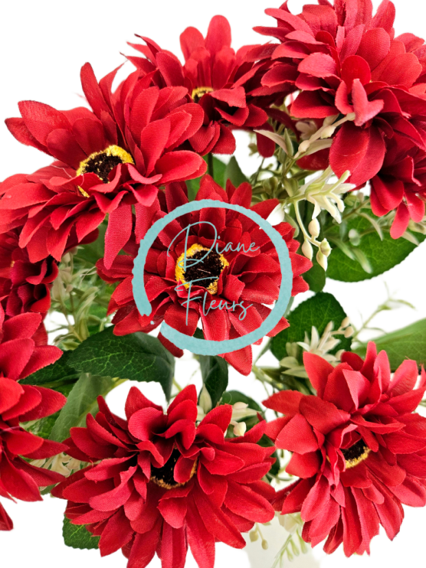 Buchet de Margarete x11 32cm rosu flori artificiale