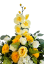 Trauergesteck aus künstliche Nelken, Rosen, Hortensien, Orchideen und Zubehör 70cm x 50cm x 45cm