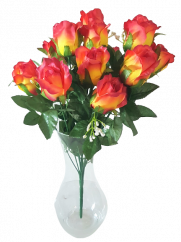 Artificial Roses Flower Red and Yellow "12" 17,7 inches (45cm)