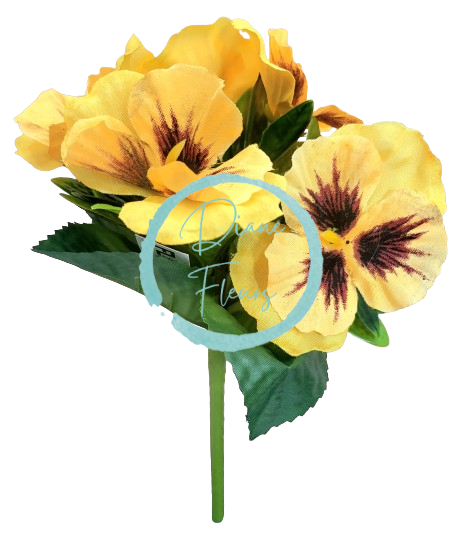 Artificial Pansies Bouquet Yellow 22cm