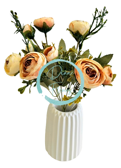 Ranunculus kytica x5 28cm broskyňová umelá