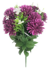 Artificial Chrysanthemum Bouquet x9 45cm Purple