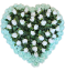 Artificial Wreath Heart Shaped with Roses 80cm x 80cm turquoise, white
