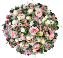 Coroană artificială de lux Decorată exclusiv cu bujori, trandafiri, hortensii și accesorii 70cm