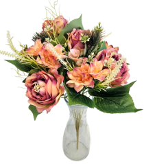 Pivoňky & Doplňky velká kytice 48cm umělá růžovo-fialová