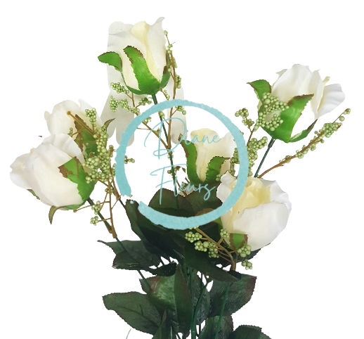 Růže kytice větev x6 78cm umělá krémová