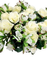 Buchet artificial mare cu trandafiri 43cm crem