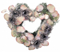 Coroană "Inima" de flori artificiale maci si accesorii 40cm