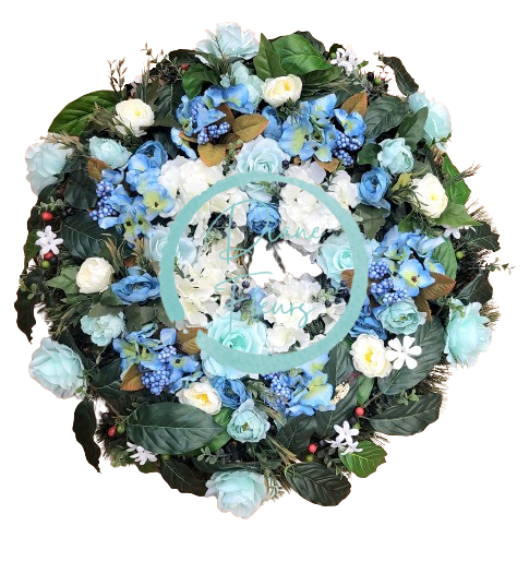 Luxusný umelý veniec borovicový Exclusive ruže, hortenzie a doplnky 70cm