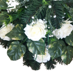 Artificial Wreath with Roses and accessories Ø 55cm Cream