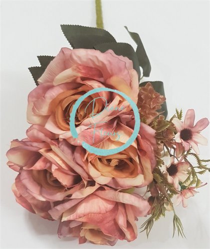 Buket ruža stara ružičasta "9" 48cm umjetna