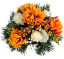 Trauergesteck aus künstlichen Chrysanthemen, Rosen und Accessoires 28cm x 18cm AS1089