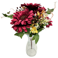 Krásná umělá kytice Gerbera 47cm vínová