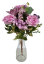 Šopek vrtnic in hortenzije ter vijolične lilije 47cm umetne