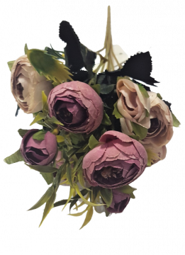 Ranunculus - Kvalitní a krásná umělá květina ideální jako dekorace - Materiál - látka