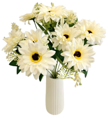 Букет от магаритки х11 32 см кремав изкуствен