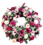 Luxusný smútočný veniec borovicový exclusive pivonky, dálie, clematis, chryzantémy, ruže a doplnky 80cm
