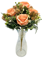 Buchet de trandafiri x12 40cm flori artificiale portocaliu