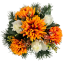 Trauergesteck aus künstlichen Chrysanthemen, Rosen und Accessoires 28cm x 18cm AS1089