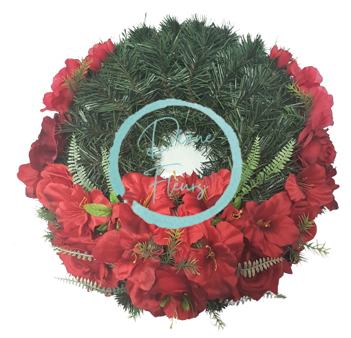 Smútočný veniec Ø 40cm mix kvetov & doplnky