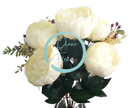 Exclusive Pivoňky Peonie kytice x11 50cm krémová umělá