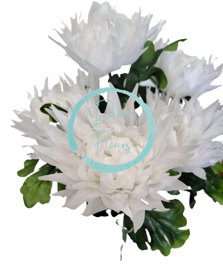 Crizanteme buchet x5 alb 50cm flori artificiale - Preț scăzut