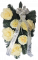 Smútočný veniec pero 46cm x 35cm Ruže so stuhou "Odpočívaj v pokoji" žltá umelý