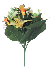 Artificial Alstroemeria & Roses x13 Bouquet Cream & Orange 33cm