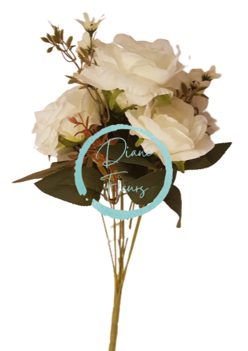 Růže kytice bílá "9" 48cm umělá